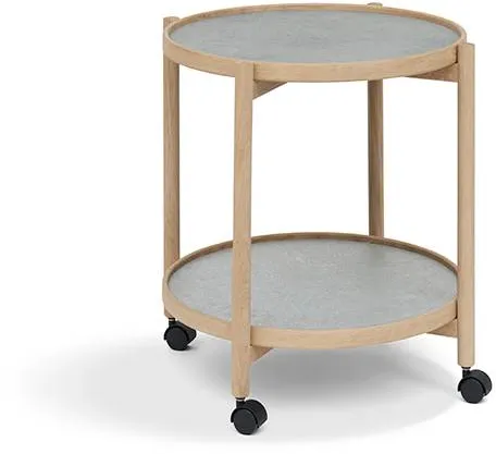 Thomsen Furniture James Serving Table - Oak/Stone Look Dark Grey/Granite Grey Stone Ø50 cm