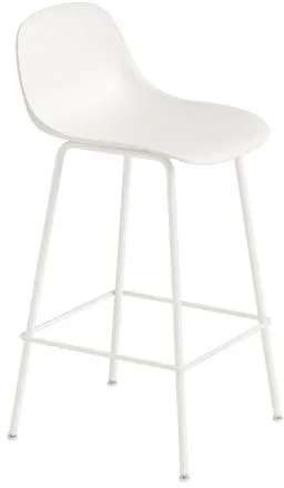 Muuto Fiber Bar Stool with Tube Base and Back White/White H87.5 cm