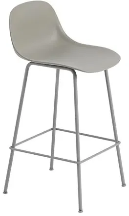 Muuto Fiber Bar Stool with Tube Base and Back Grey/Grey H87.5 cm